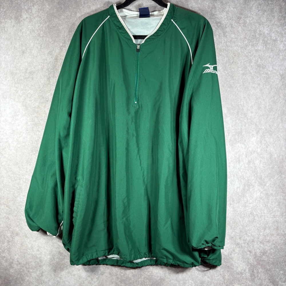 Mizuno Windbreaker Mens XXXL Green 1/4 Zip Pullover Windshirt Athletic Jacket